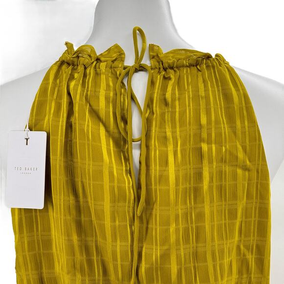 Ted Baker Women’s Cliara Blouse Size 1 US 4 Drawstring Waist Halter Tops Yellow - Picture 7 of 12